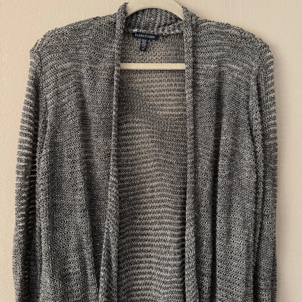 Eileen Fisher Linen Metallic Open Knit Sweater Size S